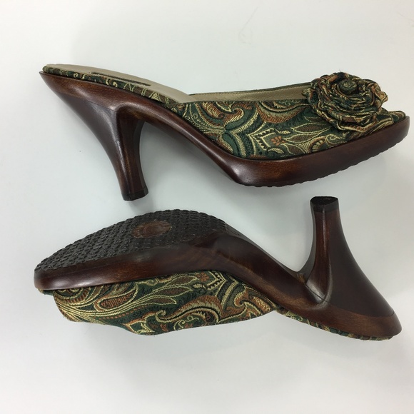 SALPY handcrafted open toe platform heels like new SZ 10 - Picture 4 of 8